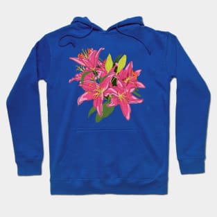 Stargazer Lily Flowers Digital Painting Hoodie